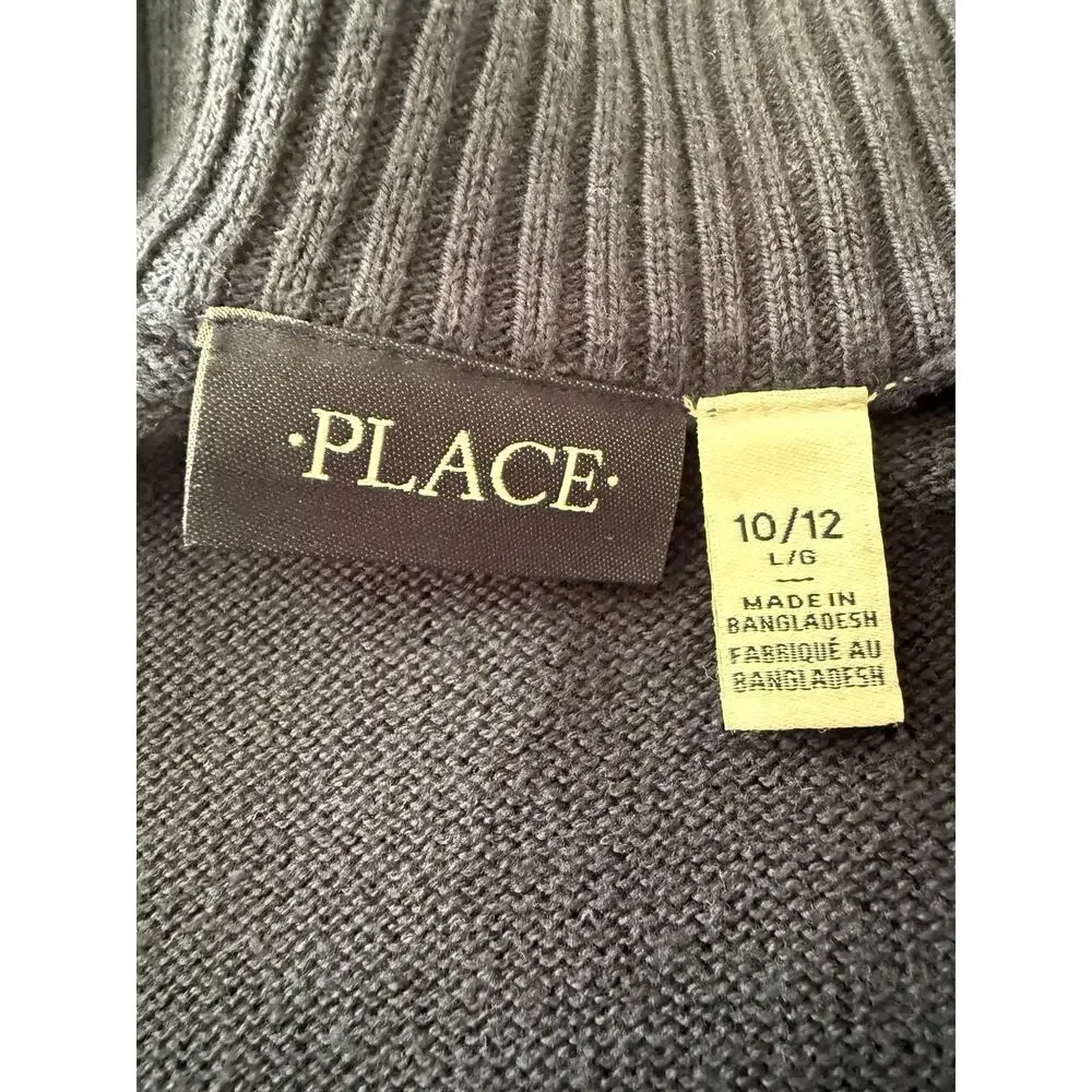 The Children’s Place Boys’ Zip-Up Sweater | Size 10/12 | Navy | Knit Cardigan